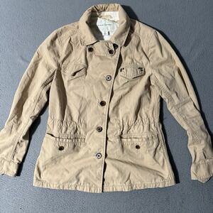 Banana Republic Womens Size 2P Khaki Button Front Lined Safari Ulitity jacket
